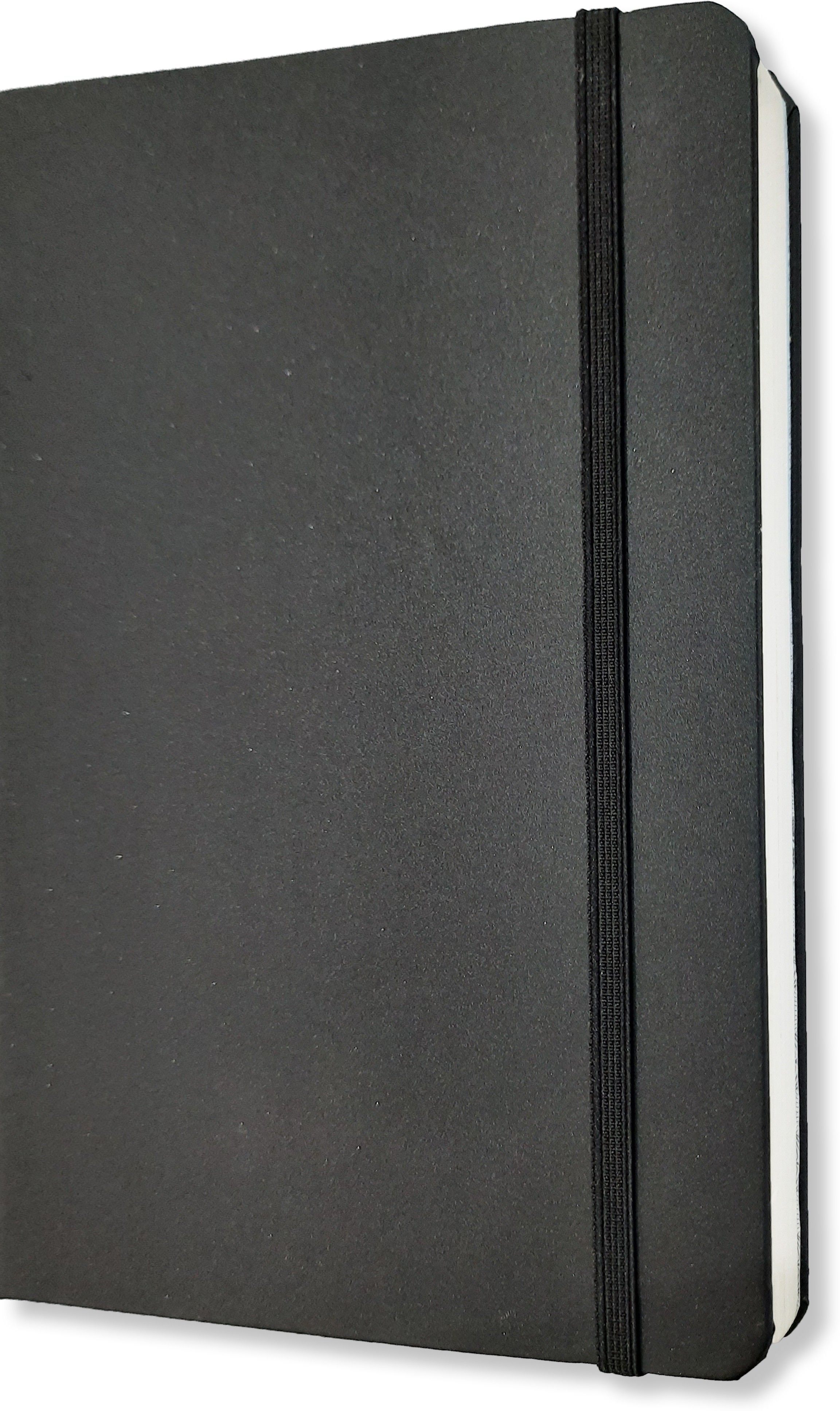 Sketch Book A5 Size - Black Cover with Elastic Strap - 48 Sheets (96 Pages) 160 GSM Natural Cartridge Paper - Completely Handmade Sketch Pad