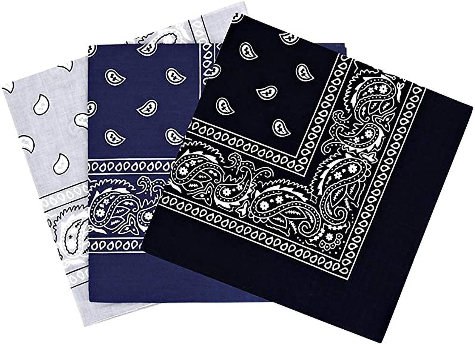 Bismaadh Paisley Print Cotton Bandana Fashion Soft Stretch Head Wrap Headband Hair Band for Men & Women ["Black","Blue","White"] Handkerchief-image-48