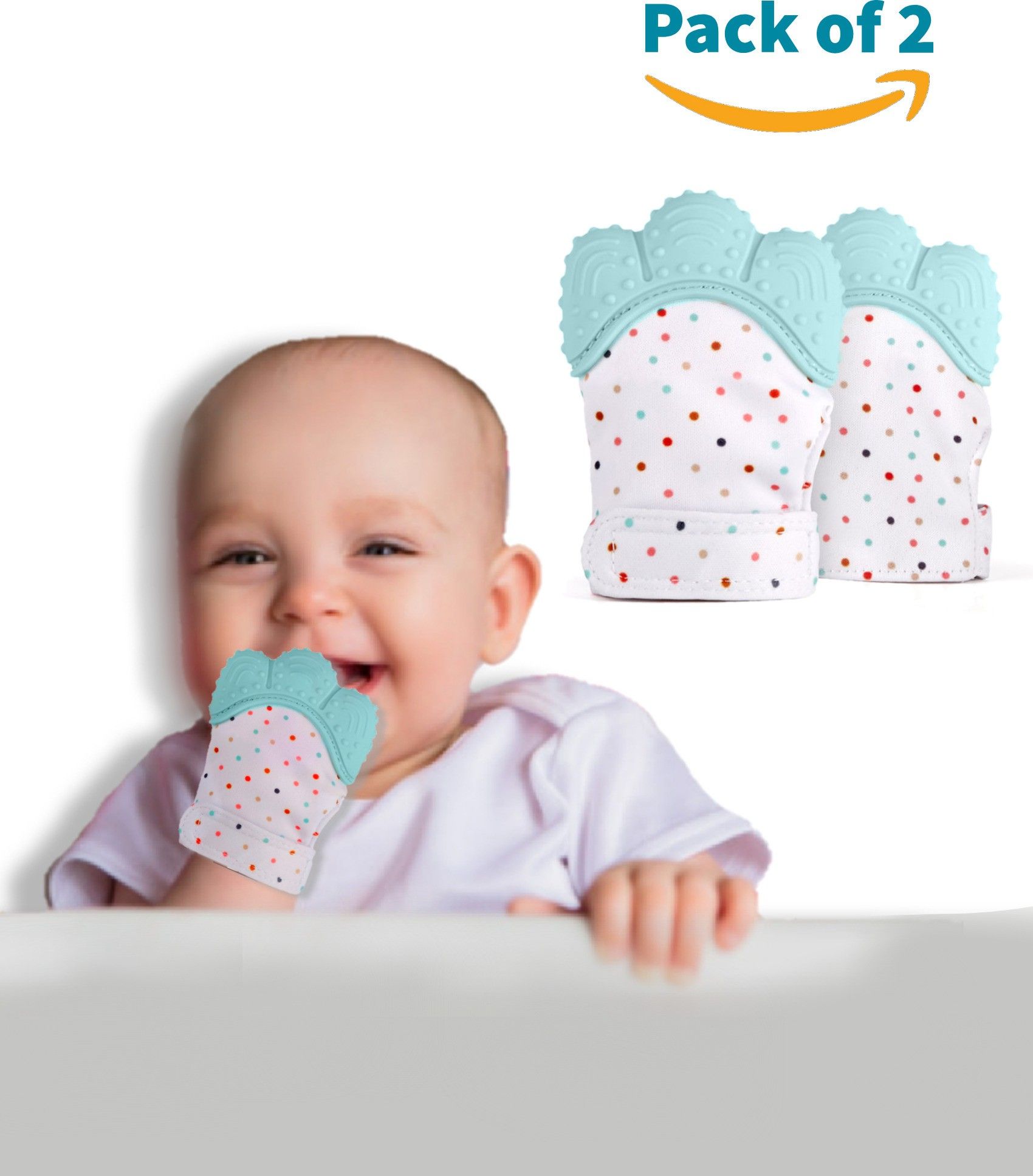 Baby Soft Teething Mitten Teether Glove | Teething Pain Relief Toy Glove | Natural Remedy for Infants & Toddlers 3-6 Months (Pack of 2) (Color: Sea Green) Soother-image-12
