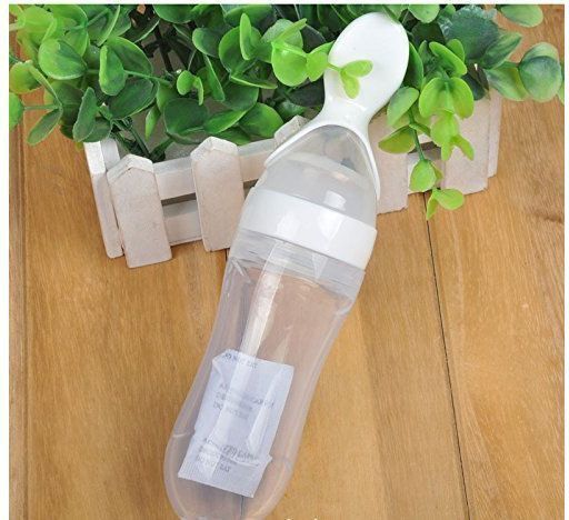 Silicone Baby Food Feeding Bottle with Spoon ( White ) - 120 ml-image-45