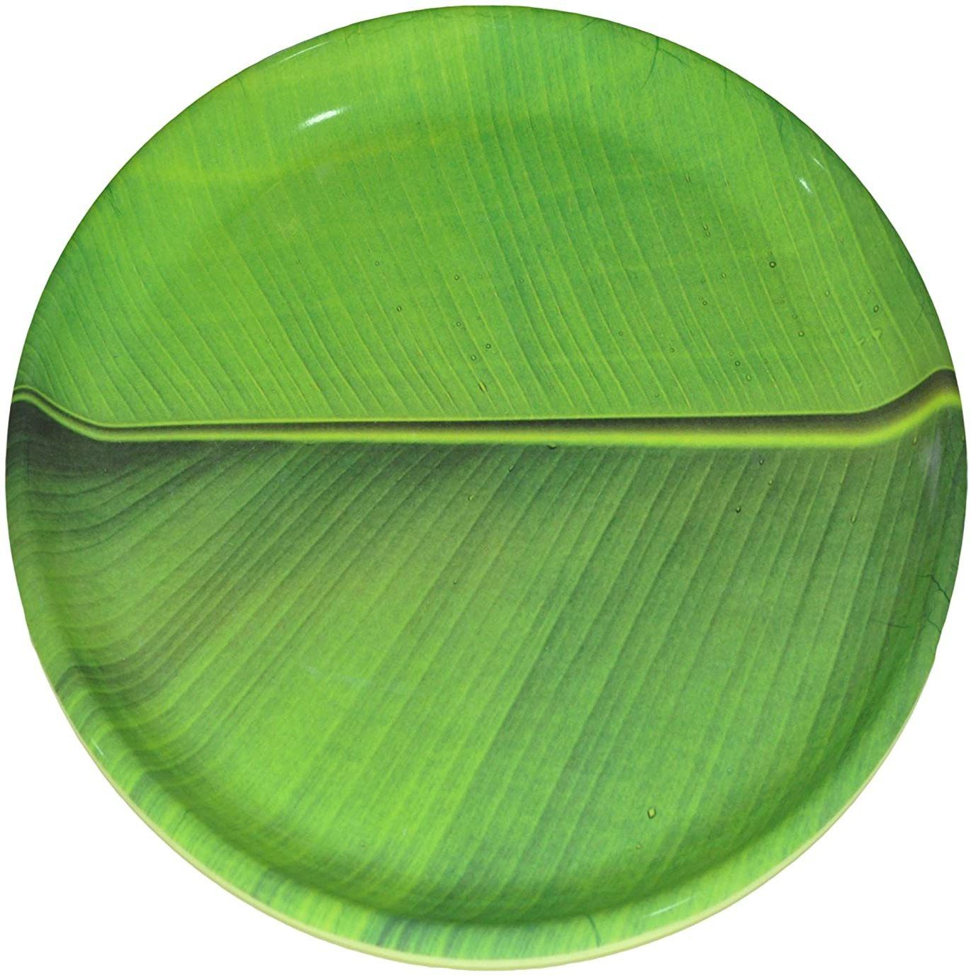 laserbot Banana Leaf South Indian Round Ice Cream Starters Serving Melamine Plate for All Occasions (10 Inch) Half Plate-picture-12