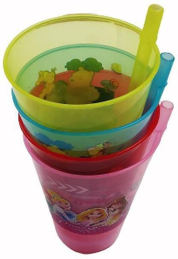Best Quality Plastic Wave Sipper lass For kids feeding with in Built Straw (4 pcs)-image-16
