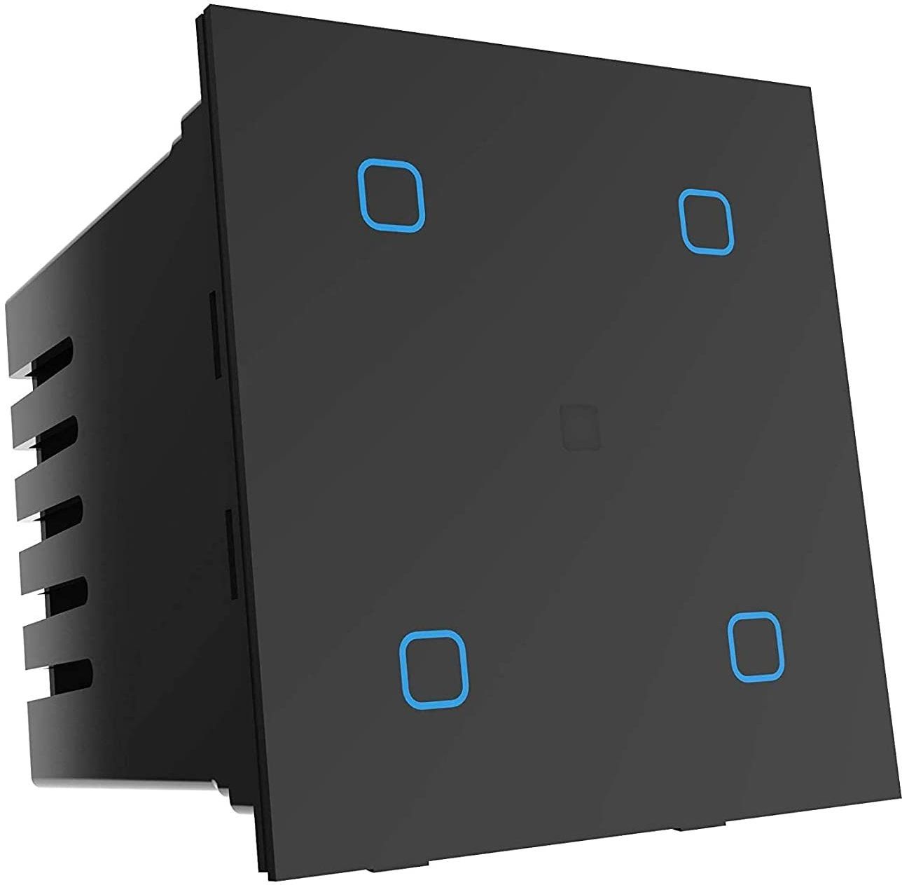 HomeMate Wi-Fi Smart 4 Gang Touch Switch |Black | No Hub Required | Compatible with Alexa and Google home Smart Switch