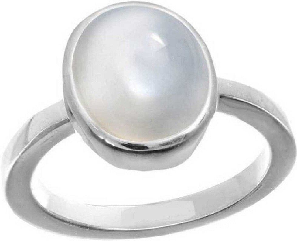 moonstone ring Original Stone 6.00 carat Stone Unheated & untreated stone Astrological & Certified for men & women Stone Moonstone Silver Plated Ring-image-1