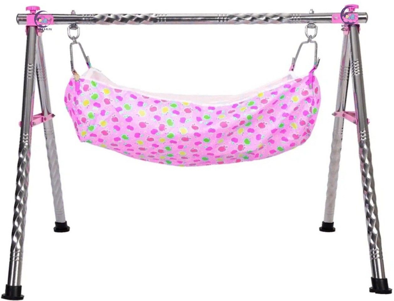 ROUND TWISTED FOLDABLE STAINLESS STEEL CRADLE WITH COT (KHOYU,ZHOLI)-image-13