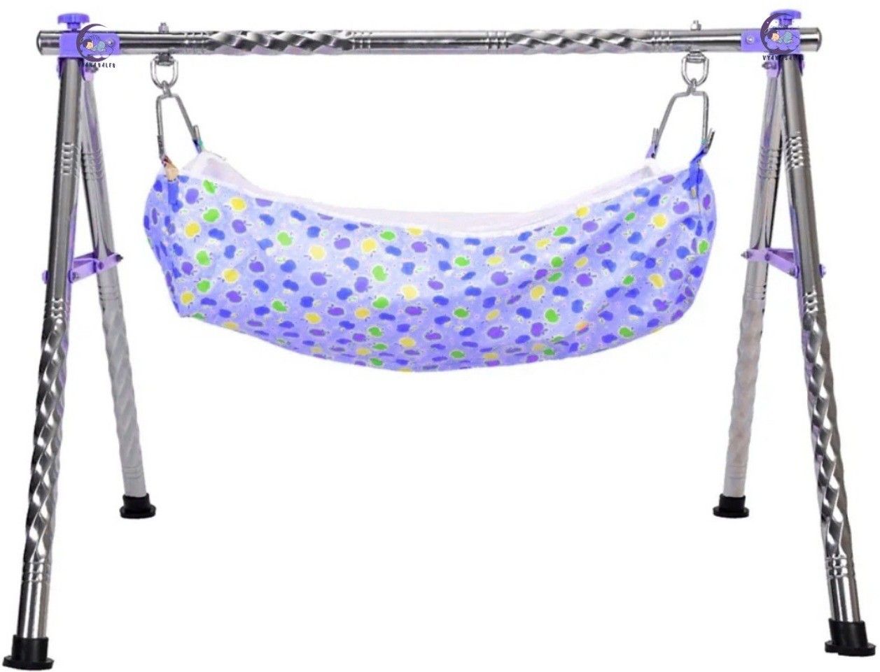 ROUND TWISTED FOLDABLE STAINLESS STEEL CRADLE WITH COT(KHOYU,ZHOLI)-image-48