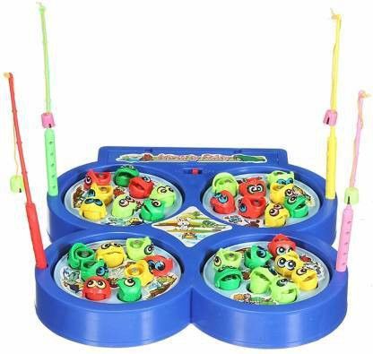 Fishing Game for Kids, Musical Fish Catching Games for Kids, Include 32 Pieces Fishes and 4 Fishing Rod (Blue)-image-22