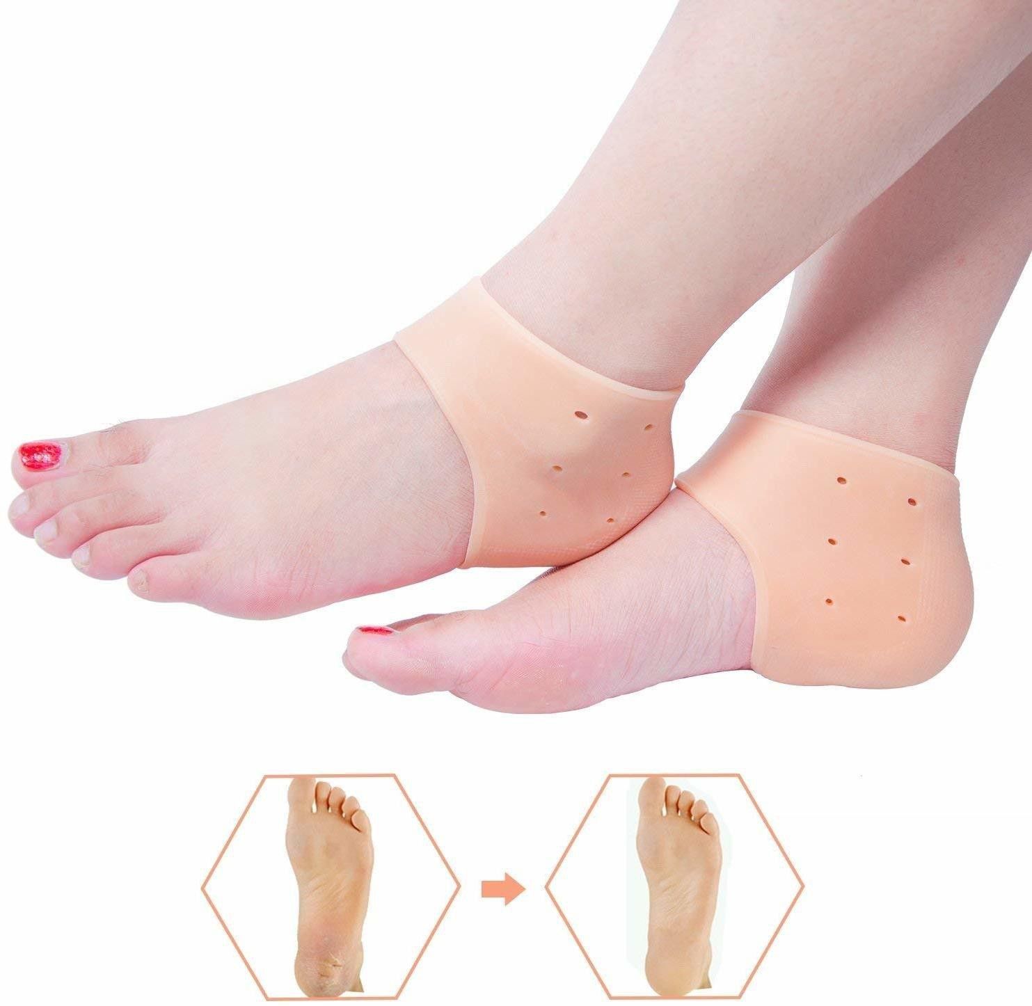 Standard Silicone Gel Heel Socks 1 Pair for Dry Hard Foot Cracked Heels Repair,Foot Treatment , Heel Protector, Dead Skin Remover, Heel Pain Relief Open Toe Silicon Foot Care For Men Boy Male Women Girl Ladies Heel Support Heel Support-image-6