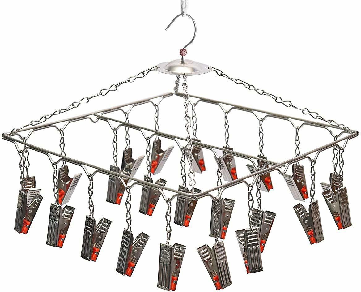donain 25 Clips Cloth Dryer Hanger With Clips Baby Cloth Dryer Hanger Stand Rack Stainless Steel Cloth Clips-picture-10