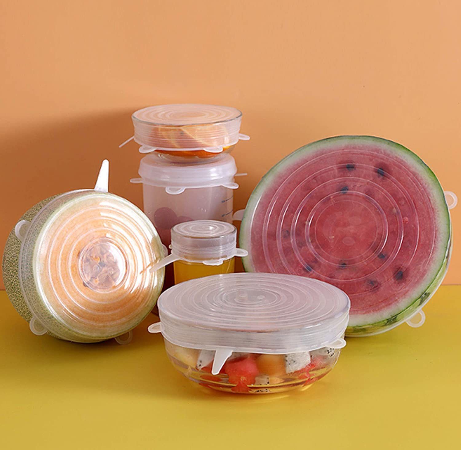 Silicon Lids Covers Flexible & Stretchable Utensils Dishwasher Microwave and Freezer Safe Lids Cover for Bowls Dishes Plates Jars Glassware and Mugs Food Saver Covers (Set of 6) 8.1 inch, 6.5 inch, 5.7 inch, 4.5 inch, 3.8 inch, 2.6 inch Lid Set-image-15
