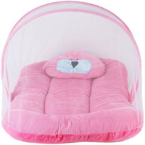 rskalra Polyester Kids Washable Pink Net Mosquito Net image 1