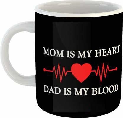 pashupatastra MOM is My Heart Dad is My Blood with Glossy Printed Ceramic Coffee - White, (350ml) Ceramic Coffee Mug-picture-13