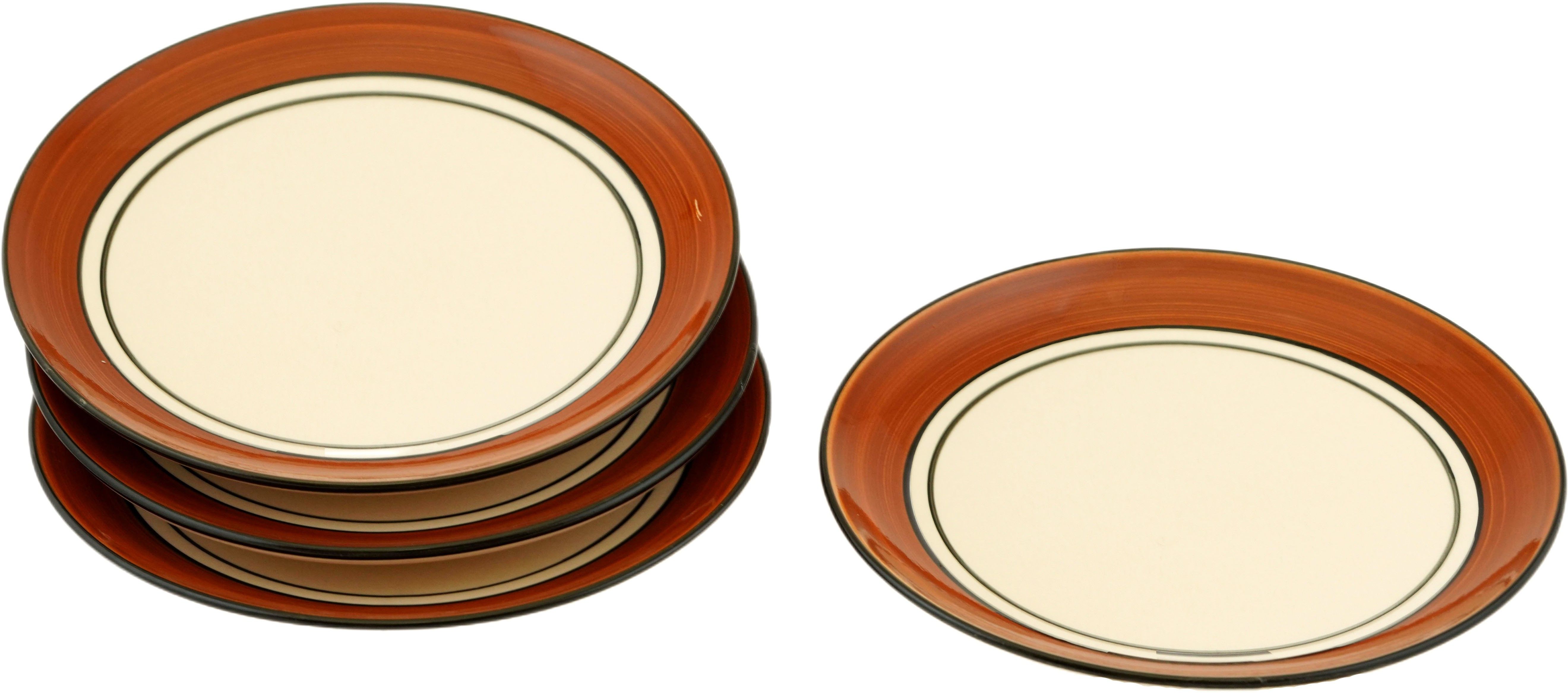'Brown & White Plate Pair' in reddies Handpainted Plates In Ceramic 10 nch, Set of , Dishwasher & Microwave Safe Dinner Plate-image-43
