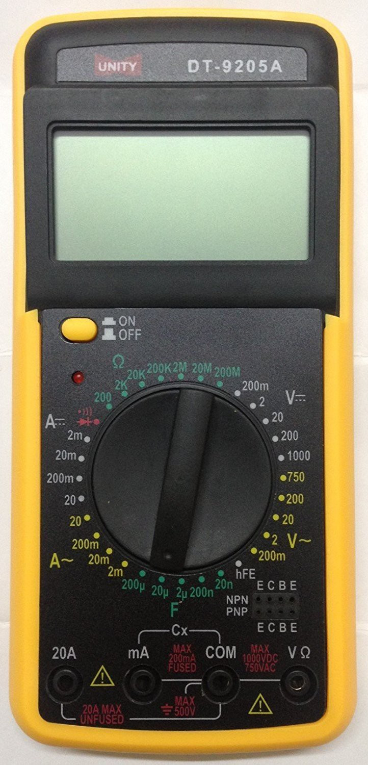 amazee DT-9205A Volt Multi-meter With Probes For Resistance, Capacitor Check Meter Digital Multimeter (Yellow 2000 Counts) Digital Multimeter (2000 Counts) Digital Multimeter image 1