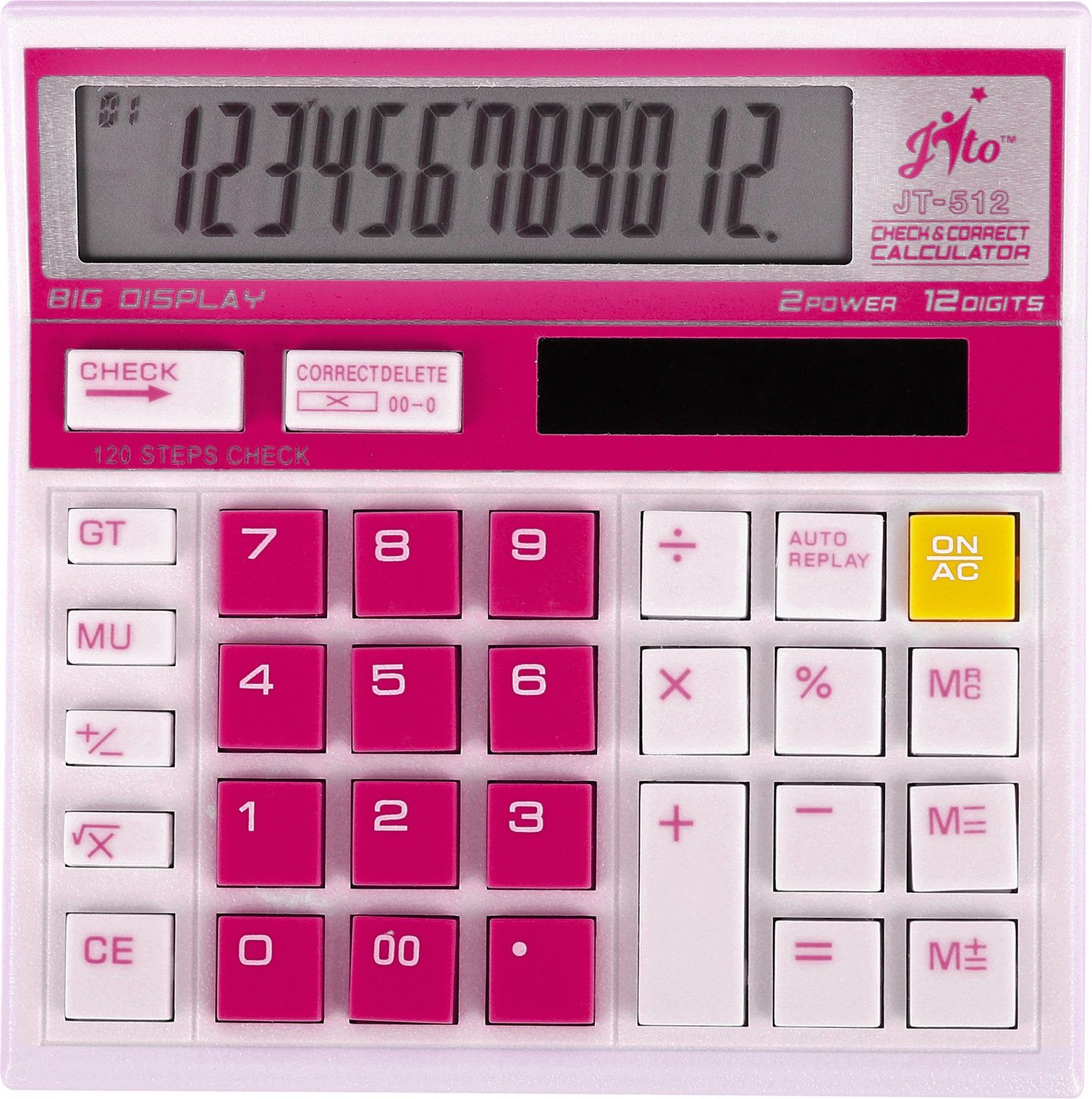 JT-512 White - Pink 18 Months Warranty BasicCalculator