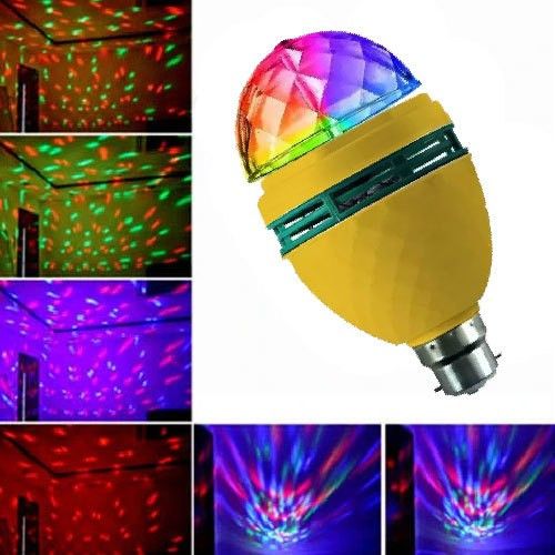 360 Degree LED Crystal Rotating Bulb Magic Disco LED Light, LED Rotating Bulb Light Lamp Colorful Magic DJ Laser Light Lighting Disco Party Bulb for Party Home Diwali Decoration Single Disco Ball