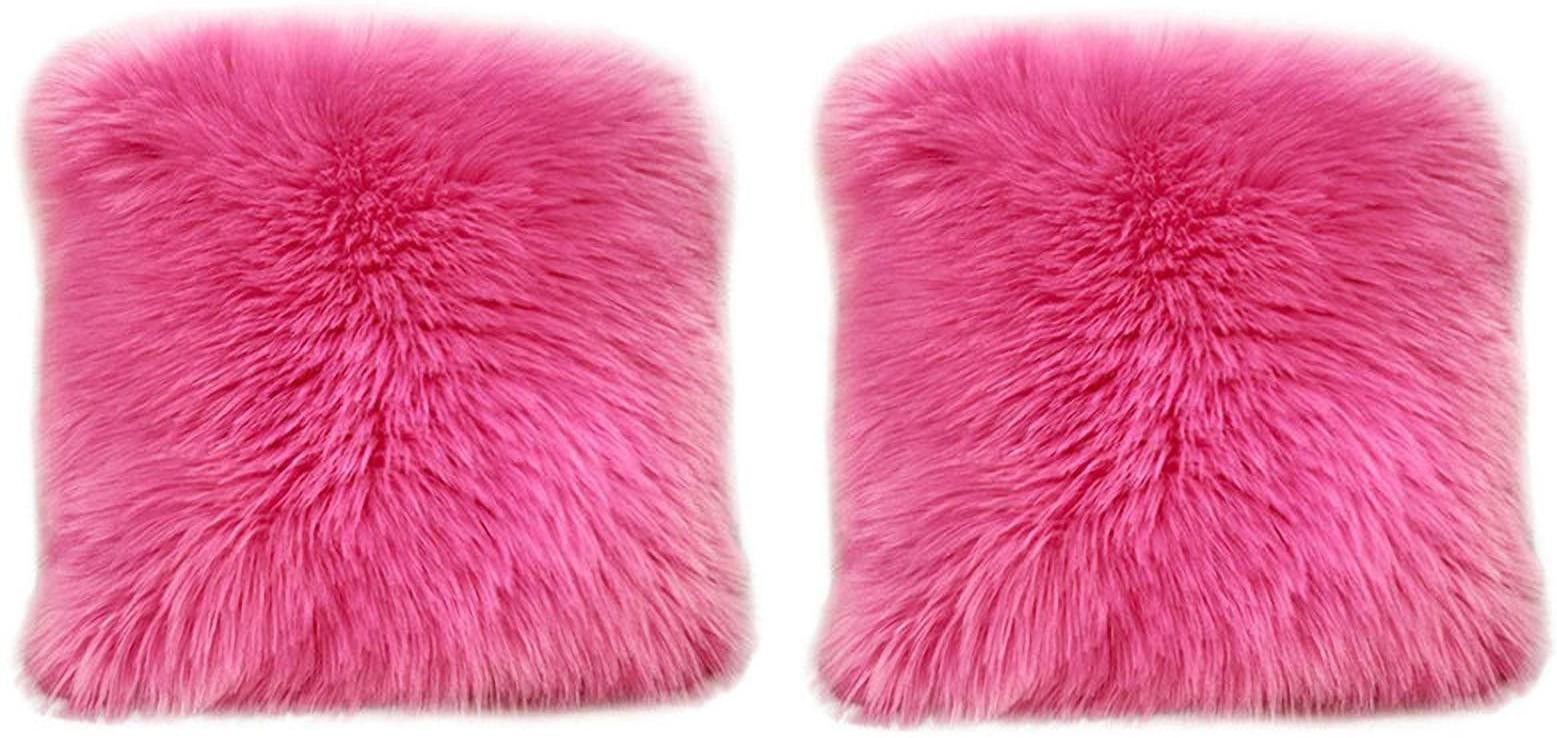 Fur Cushions with Insert Filler Microfibre Solid Cushion Pack of 2-image-22
