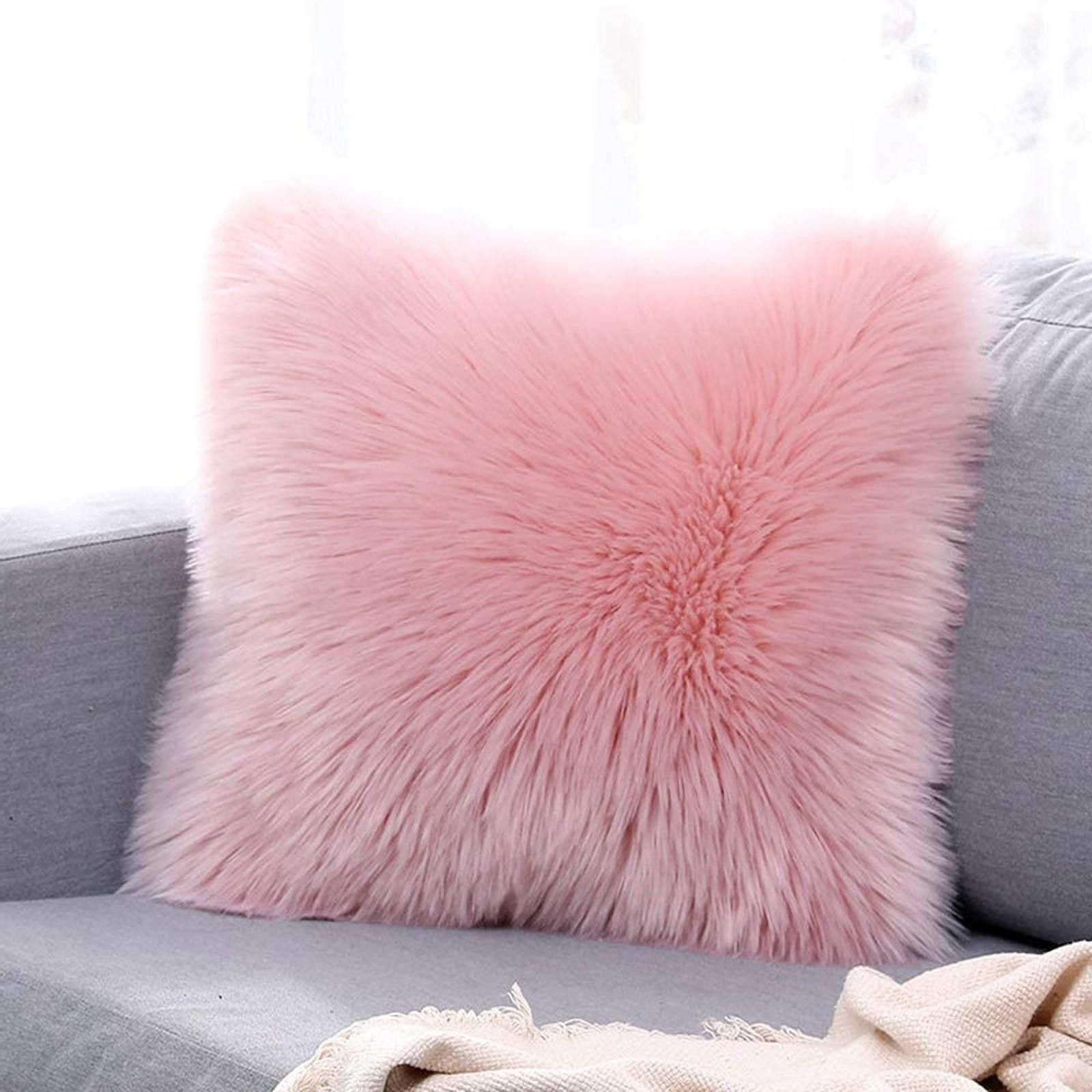 Fur Cushions with Insert Filler Microfibre Solid Cushion Pack of 1-image-23