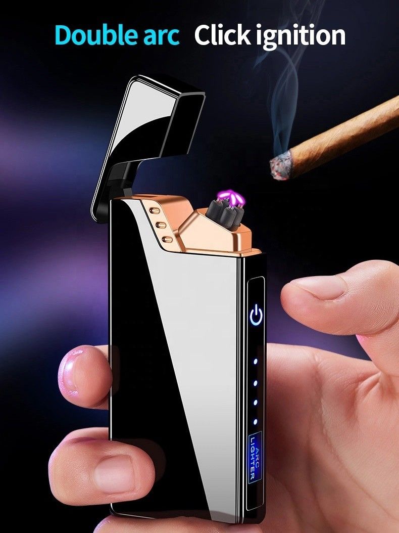 imad JT-TH778 Finger Touch Switch Electronic Lighter LED Windproof Rechargeable USB Double Arc Lighter Cigarette Cigarette Lighter-image-33