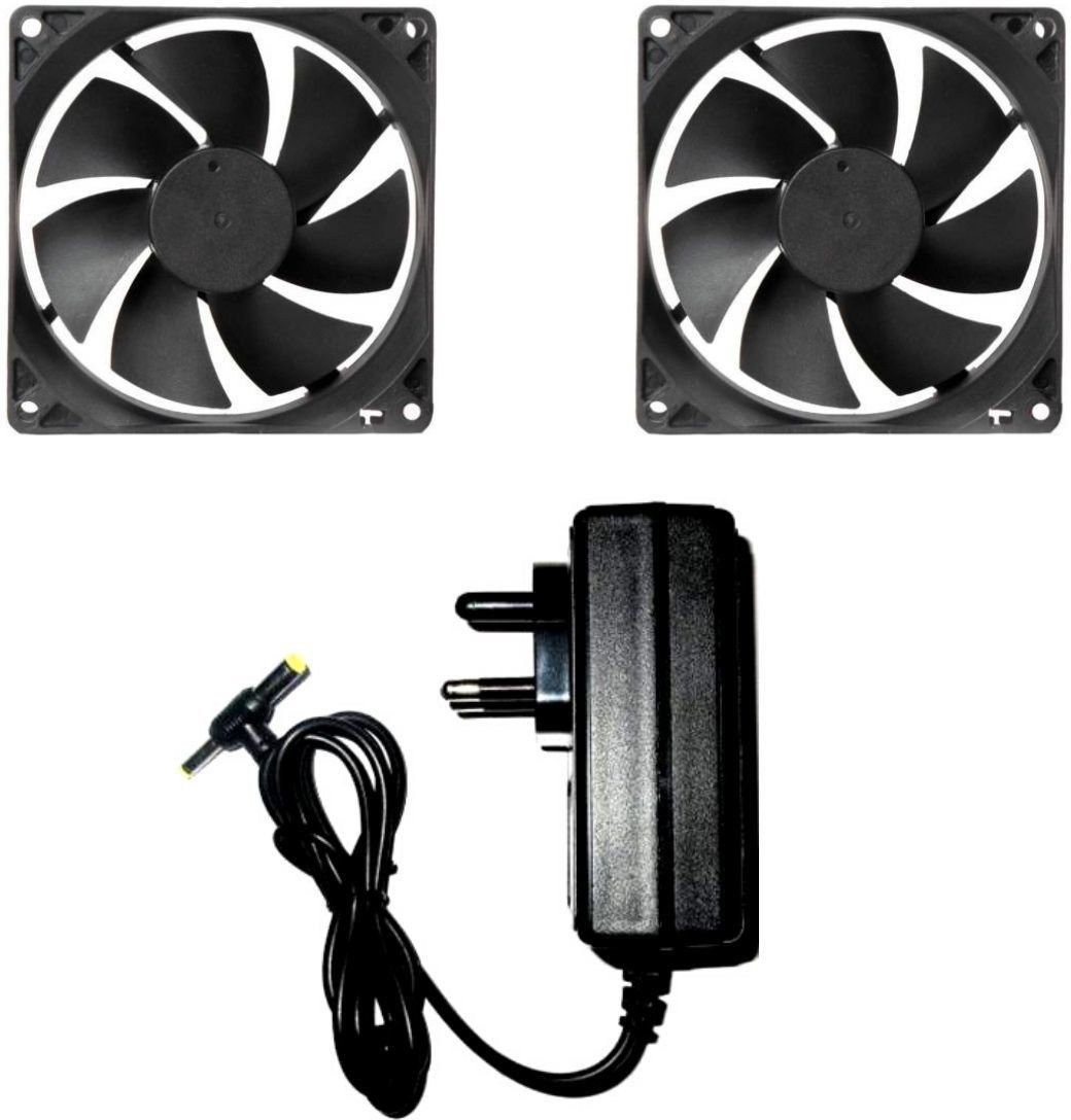 TechSupreme DC FAN 2 Cabinet Fan - 80X80X25MM (12 VOLT) Cooler with 12v/2 AMP Adaptor SMPS Cooler Cooler
