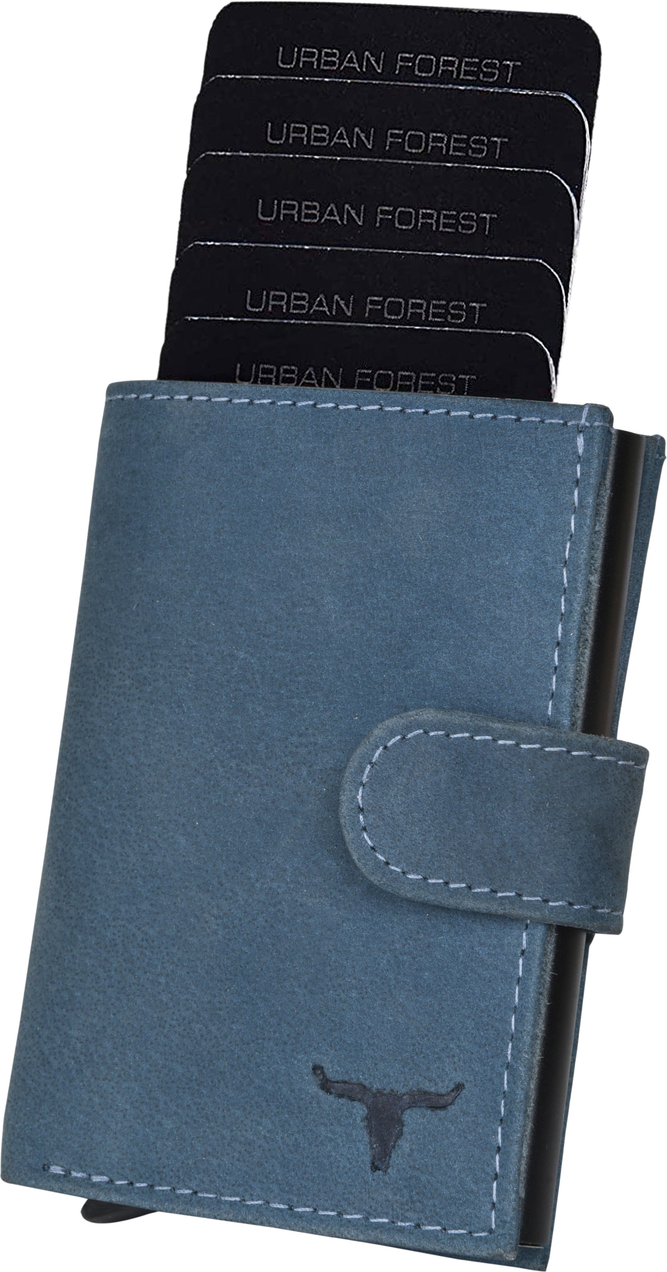 Men Blue Genuine Leather RFID Card Holder - Mini-image-46