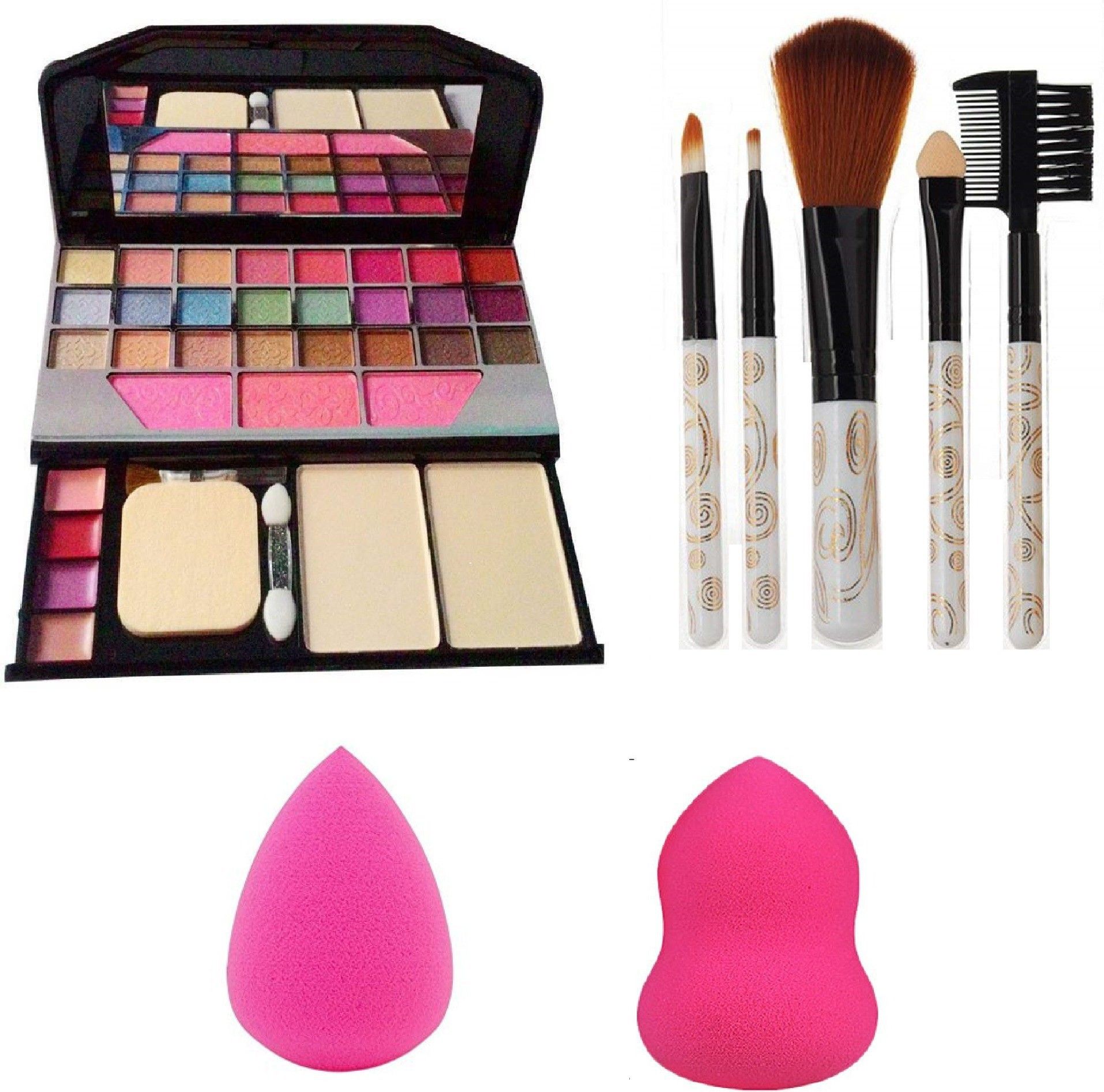 tya 6155 Makeup kit + 5 pcs Makeup Brush + 2 pc Blender Puff Combo-picture-42