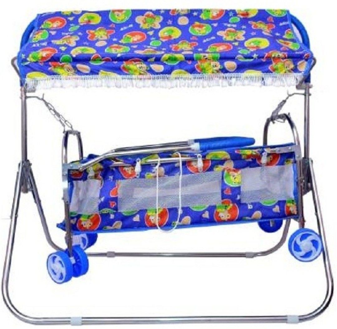Palna jhula swing cradle for newborn baby blue cokor Bassinet-image-19