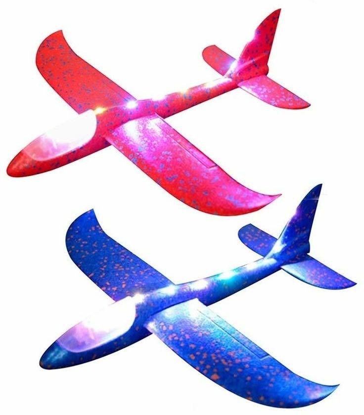Foam Glider Plane, Colorful Light Foam Plane Set of 2 Throwing Foam Plane with Dual Flight Mode, Foam Plane Toy for 3 to 8 Year Children's