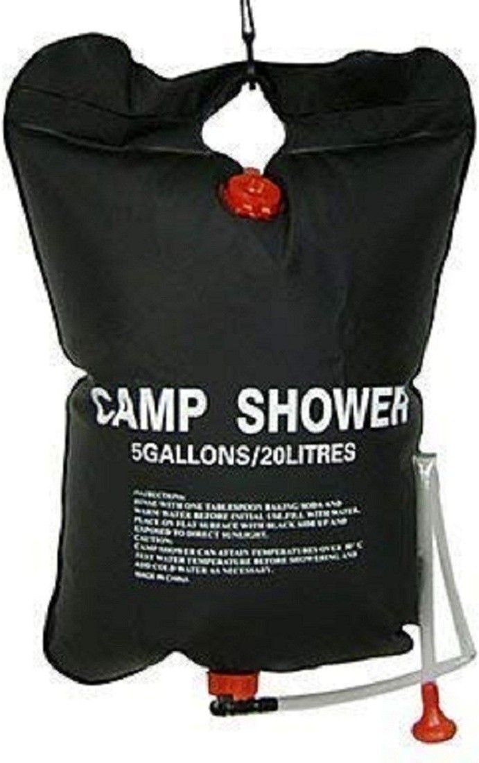 Camp Shower Bag with On/Off Nozzle for Outdoor Shower 20 L capacity Solar Powered Portable Shower