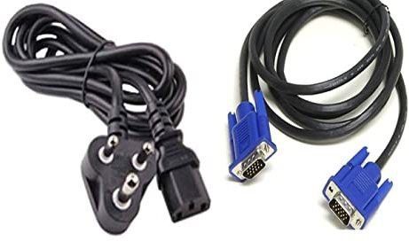 CUDU Combo Set of Male to Male 15 Pin VGA and Power Cable for Computer CPU, Monitor, Printer (Blue, 1.5 m) Combo Set-image-4