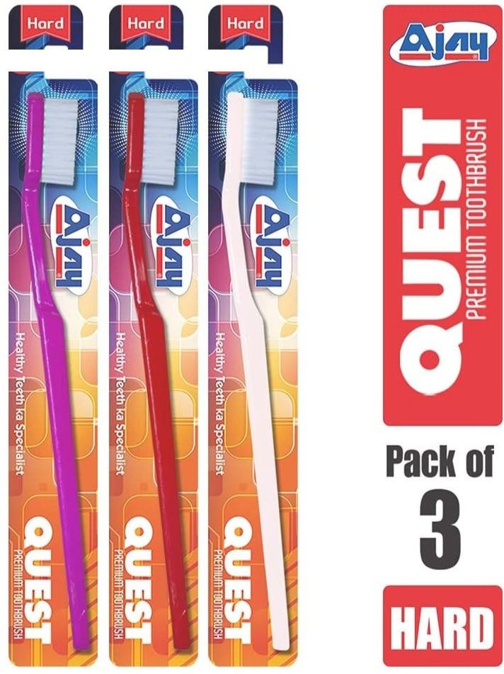 ajay Quest Tooth Brush Hard (Pack of 3) Hard Toothbrush-picture-26