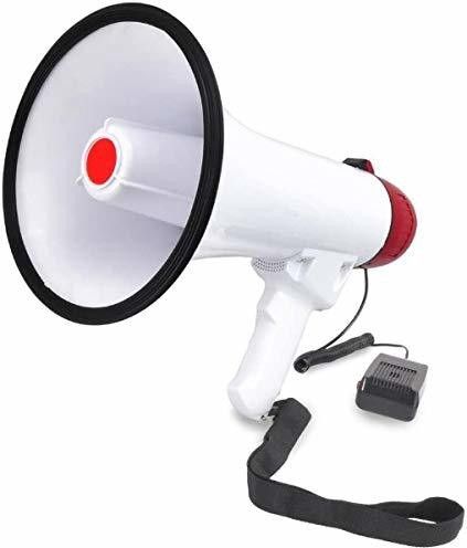 Megaphone Speaker Lightweight Bullhorn - Adjustable Volume Control and 500 Meter Range 30 watts Handheld megaphone with recorder, USB and memory card 50 Watts Handheld Megaphone with Recorder Bluetooth USB and Memory Card Input for Announcing; Talk; Record; Play; Siren; Music with Battery and Charger Megaphone Speaker PA Bullhorn Outdoor PA System-image-32