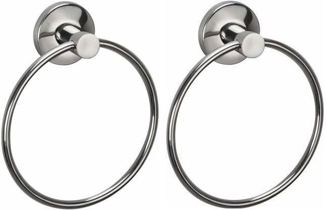 Stainless Steel Towel Ring Bathroom Towel Holder - Towel Hanger with Chrome Finish (Pack of 2) Silver Towel Holder