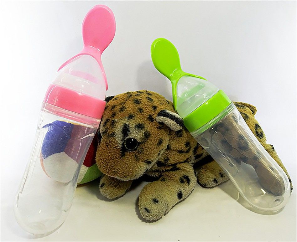 Squeeze Silicone Semi Liquid Food Feeder with Spoon- Food Grade Silicone Bottle, Edgeless Plastic Spoon (BPA Free)-image-47