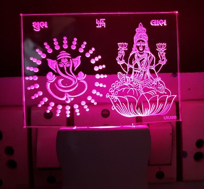 3D Illusion LED Light Night Lights for 7 Colors Led Changing Lighting Bedroom Decoration Decorative Lighting Gifts for Boys Girls Kids Baby Friends Diwali special Laxmiji Ganeshji Combo design night lamp Night Lamp ( 5 cm, Multicolor ) Table Lamp