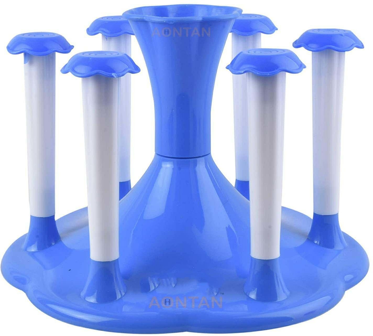 Tea Coffee Mug Cup Virgin Plastic cup stand Glass and Spoon Organiser for Glasses and Cutlery Glass Stand BLUE Colour Plastic Glass Holder-image-11