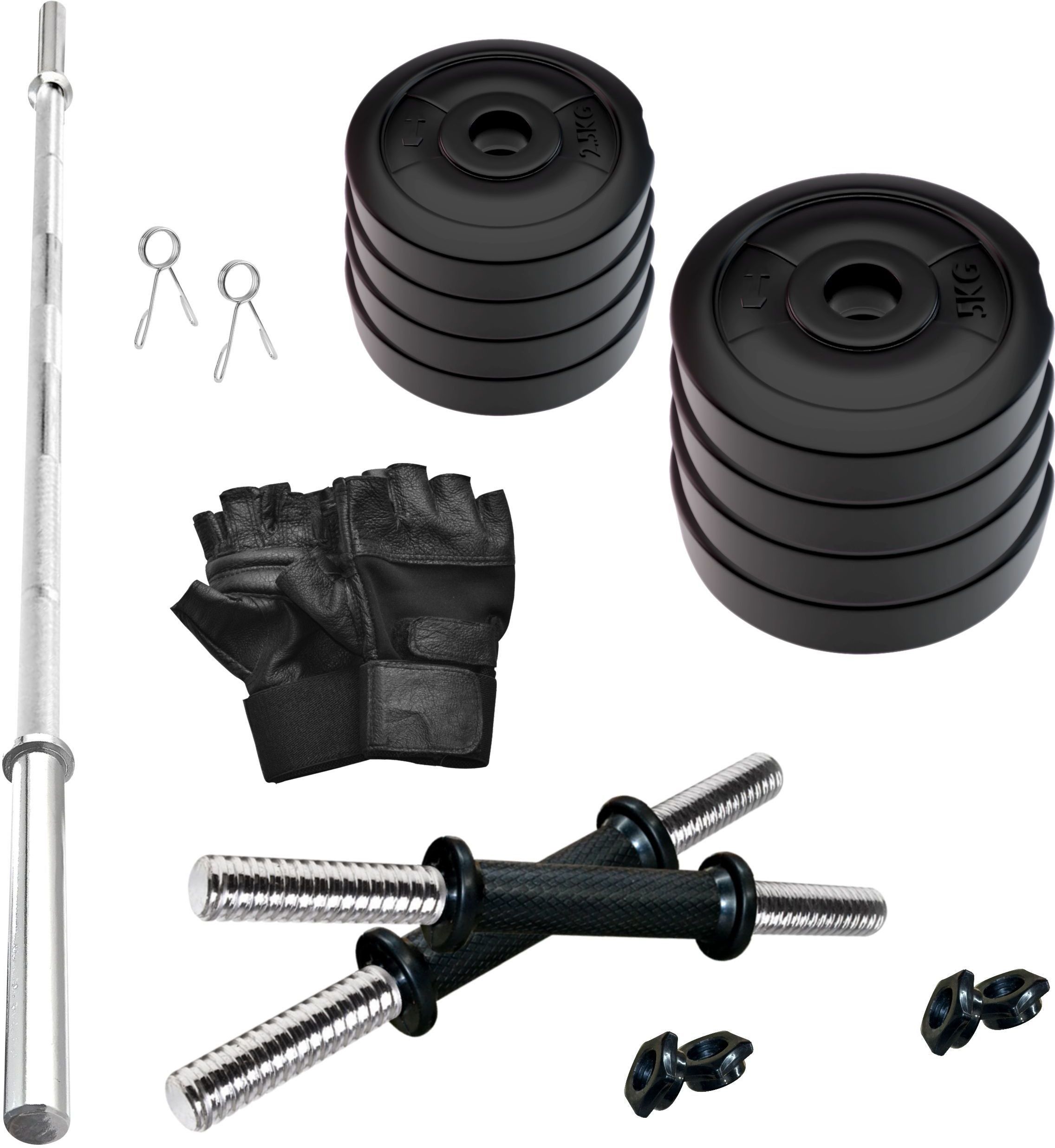 30 kg PVC Combo with ONE 4 FT Curl Rod and ONE Pair Dumbbell Rods Comes with Accessories Home Gym Combo