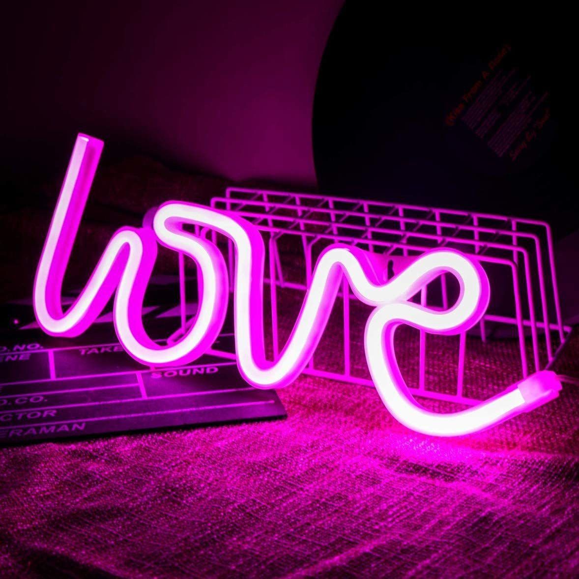 Love Lamp Light Neon Pink LED Night Light USB 3D Light Text Wall Hanging Night Lamp Birthday Gifts Night Lamp-image-34