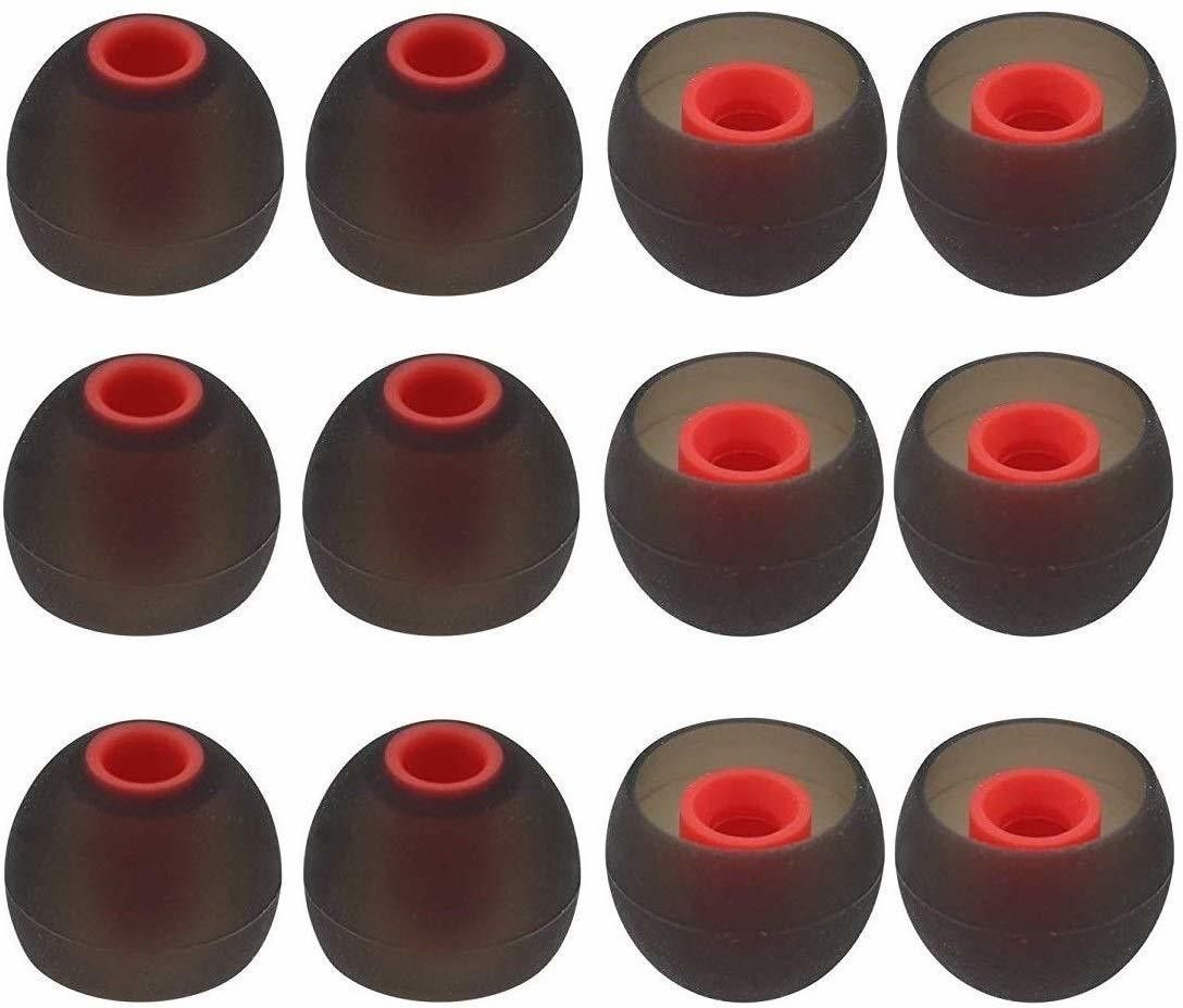 Somapa (Pack of 12, Gray, Red) Premium Quality Silicon Earbuds (Size-M) in The Ear Headphone Cushion in The Ear Headphone In The Ear Headphone Cushion