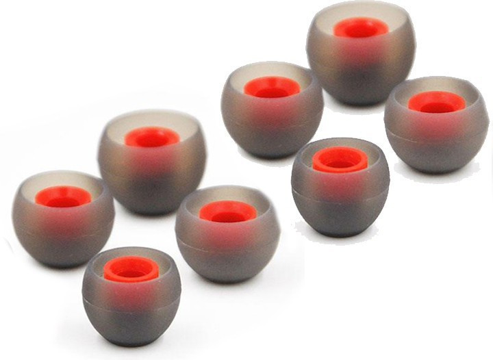 QWEEZER 8 Pcs (4 Pair) Orange, Grey Double Color Original Silicone Rubber Earbuds Eartips Earpads Earplugs for Replacement in Earphones Silicone replacement In The Ear Headphone Cushion image 1