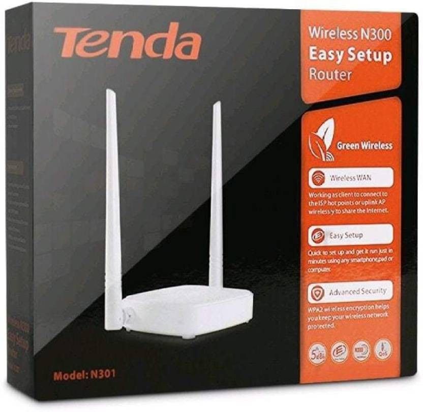 TENDA N301 wireless Router Router 2.4 GHz 300 Mbps Wifi Speed Single Band External Antenna Ethernet (Cable Broadband)