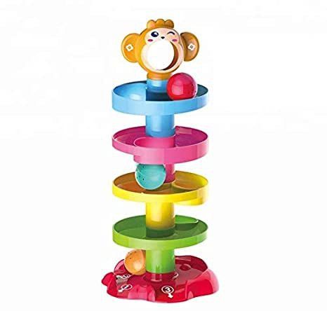 5 Layer Ball Drop and Roll Swirling Tower for Baby and Toddler Development Educational Toys | Stack, Drop and Go Ball Ramp Toy Set Includes 3 Spinning Acrylic Activity Balls-image-14