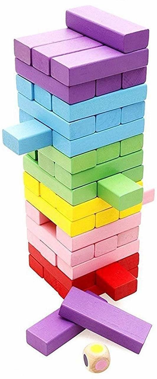 white popcorn Wooden Zenga Toys with Dices Board Educational Puzzle Game for Adults and Kids-picture-23