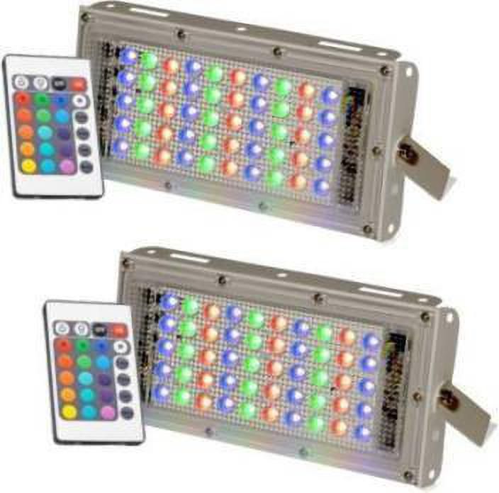 RGB LED Flood Light Multi Color with Remote Waterproof IP66 LED Flood Light (50 Watt) (Pack of 2) Flood Light Outdoor Lamp