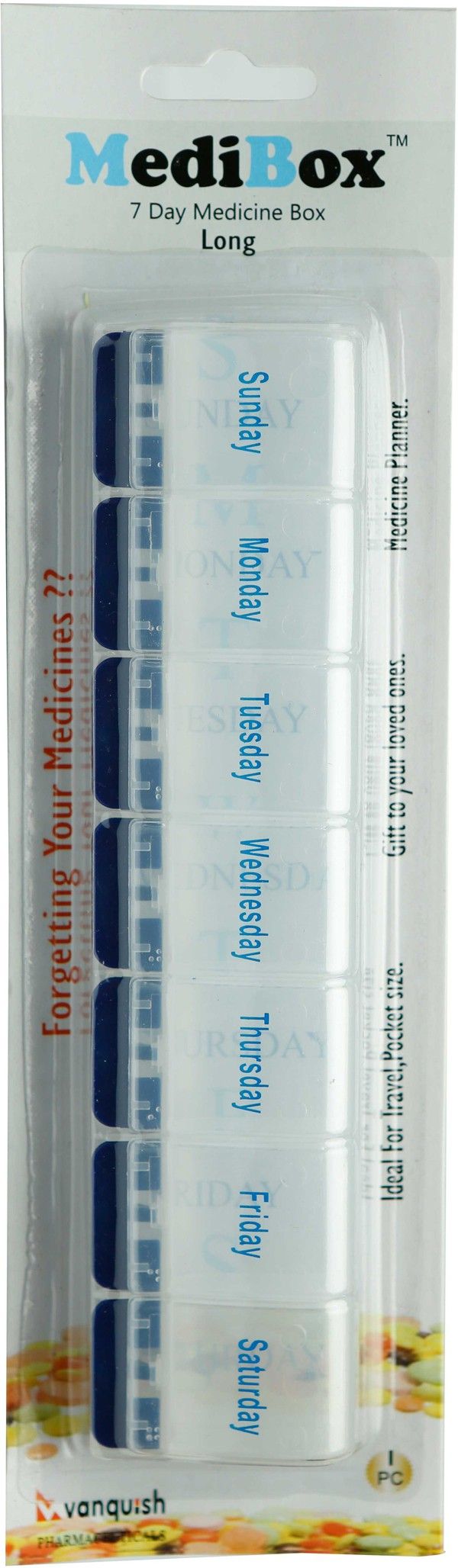 7 Days Long Pill Storage Box with Snap Lids, To avoid Forgetting of Taking Medicine on time (Pack of 1) Pill Box-image-36