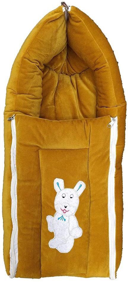 New Born Baby Hooded 3 in 1 Premium Velvet Blanket Sleeping Bag & Bedcum (Brown) Sleeping Bag-image-6