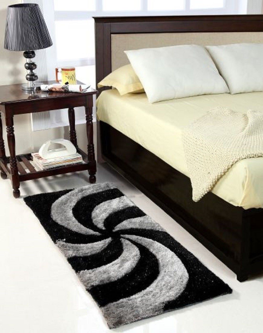lynn fab Grey, Black Polyester, Cotton Runner-picture-11