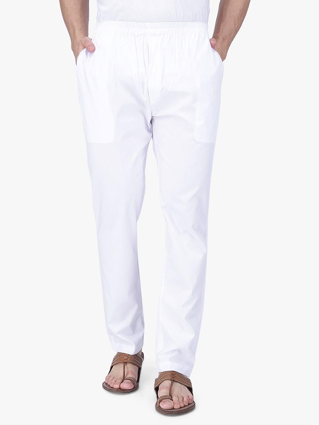 Rajubhai Hargovindas White Cotton Narrow Cut Elastic Pyjama Men Pyjama-picture-44