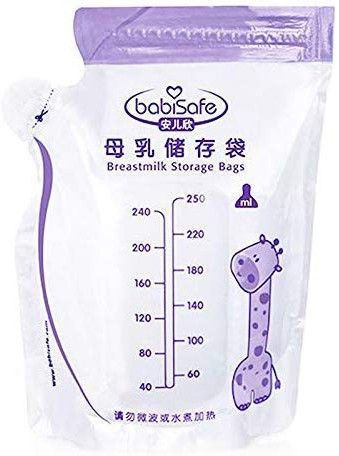Premium Quality Breast Milk Storage Bags 250ML Baby Food Disposable Convenient Child Breast Milk Freezer Bag BPA Free (30 Pieces per Box)
