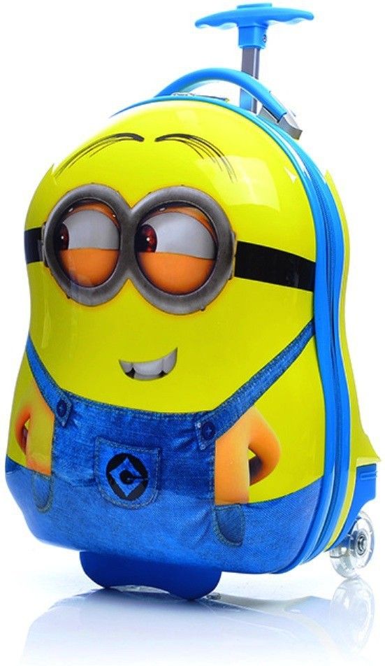 Small Cabin Suitcase (40 cm) 2 Wheels - Egg Shape Minion 16 Inch ( 40 cm) Hard Case Water Proof Polycarbonate Exclusive Printed Pattern Fashionable Smart School Bag For Kids With Comfortable And Ergonomic Handle Carry Luggage Bag For Children 2 Single Spinner Wheel Trolley bag - Yellow, Blue-image-41